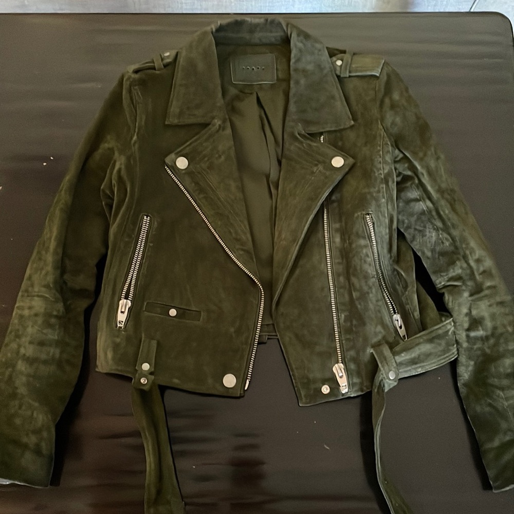 BlankNYC Dark Green Suede Moto Jacket Sz Medium excellent condition